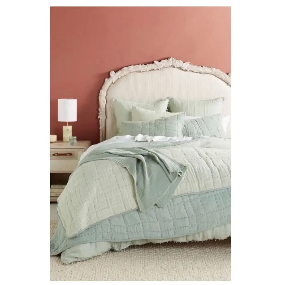 Anthropologie Gauze Throw Blanket in Mint. - Picture 2 of 5